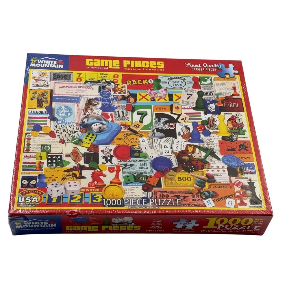 White Mountain Game Pieces Charlie Girard 1000 Pieces Puzzle NEW